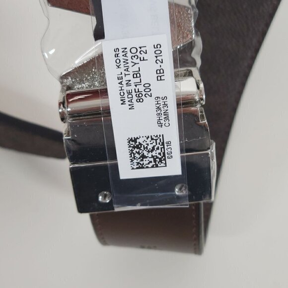Michael Kors Signature Belt, Reversible Logo Brown/Plain Brown Size 34 or M - Picture 15 of 16